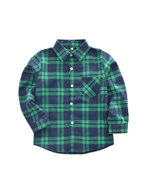 Tortor 1Bacha Kid Girl Boy Long Sleeve Button Down Plaid Flannel Shirt