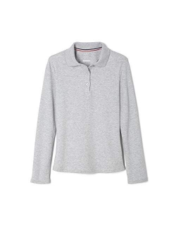 Girls' Long Sleeve Interlock Polo with Picot Collar