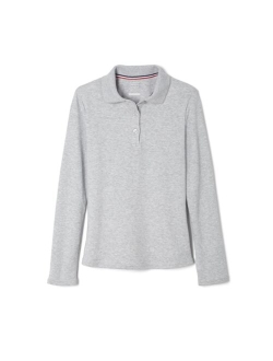 Girls' Long Sleeve Interlock Polo with Picot Collar