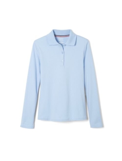 Girls' Long Sleeve Interlock Polo with Picot Collar