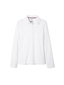 Girls' Long Sleeve Interlock Polo with Picot Collar