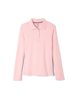 Girls' Long Sleeve Interlock Polo with Picot Collar