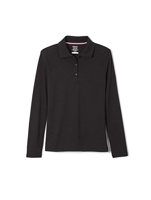 French Toast Girls' Long Sleeve Interlock Polo with Picot Collar