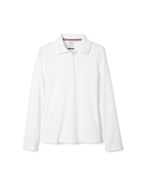 French Toast Girls' Long Sleeve Interlock Polo with Picot Collar