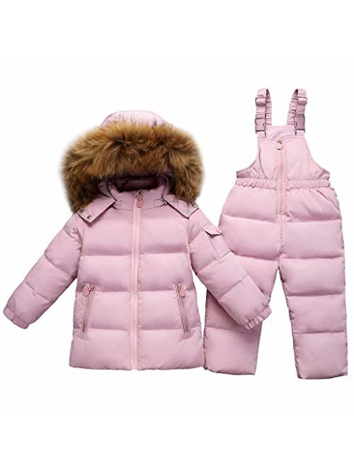 JiAmy Kids Winter Puffer Jacket and Snow Pants 2-Piece Snowsuit Skisuit Set