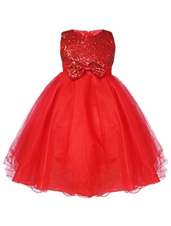 iEFiEL Girls Sequin Bowknot Princess Dance Ball Wedding Party Flower Dress