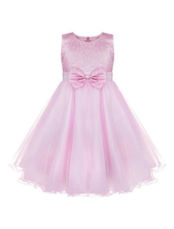 iEFiEL Girls Sequin Bowknot Princess Dance Ball Wedding Party Flower Dress