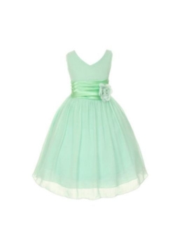 V-Neckline Chiffon Flower Girl Dress