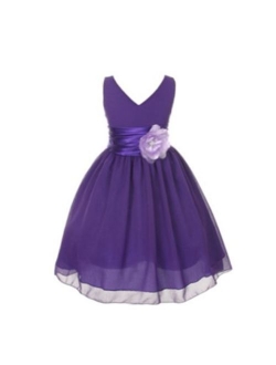 V-Neckline Chiffon Flower Girl Dress