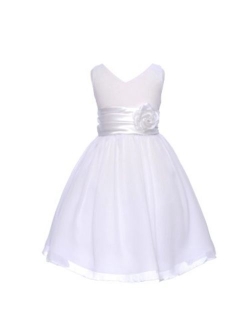 V-Neckline Chiffon Flower Girl Dress