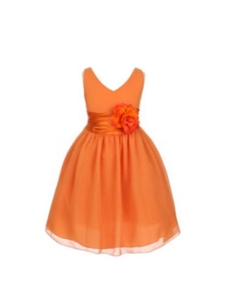 V-Neckline Chiffon Flower Girl Dress