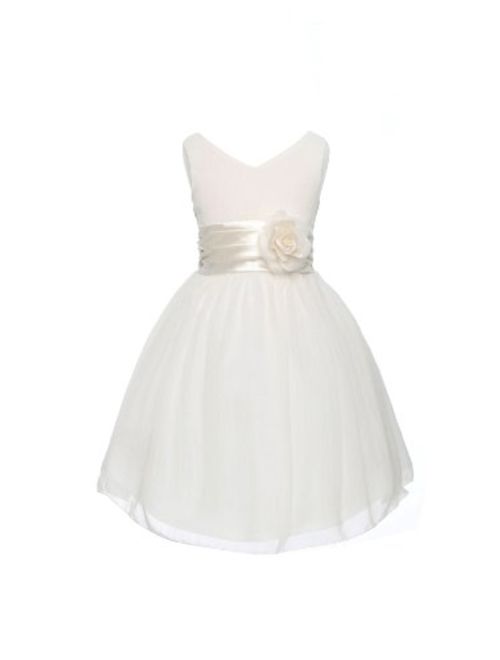 V-Neckline Chiffon Flower Girl Dress