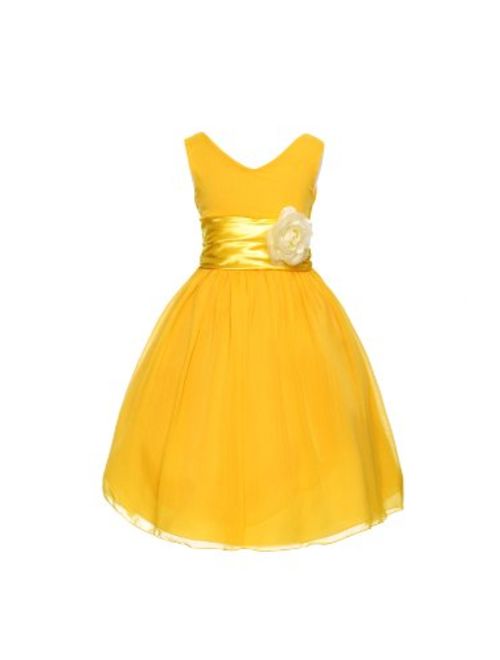 V-Neckline Chiffon Flower Girl Dress