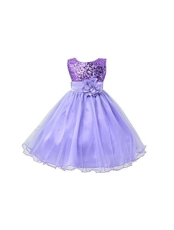 Weixinbuy Kids Girls Sequin Bowknot Sleeveless Summer Wedding Party Dress 0-10 Years