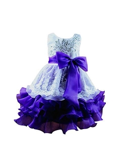 Weixinbuy Kids Girls Sequin Bowknot Sleeveless Summer Wedding Party Dress 0-10 Years