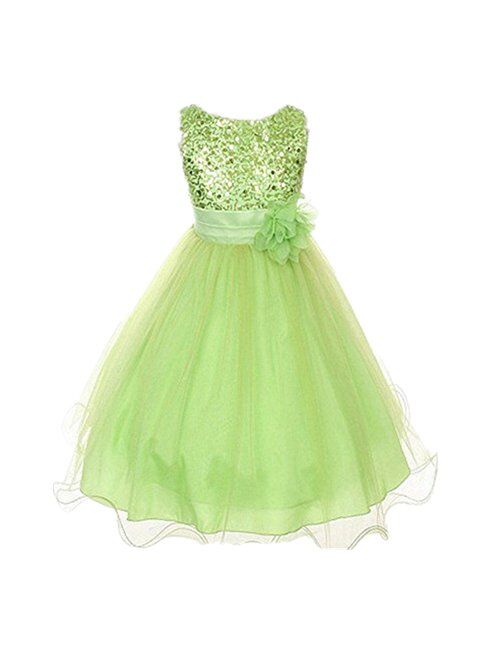 Weixinbuy Kids Girls Sequin Bowknot Sleeveless Summer Wedding Party Dress 0-10 Years