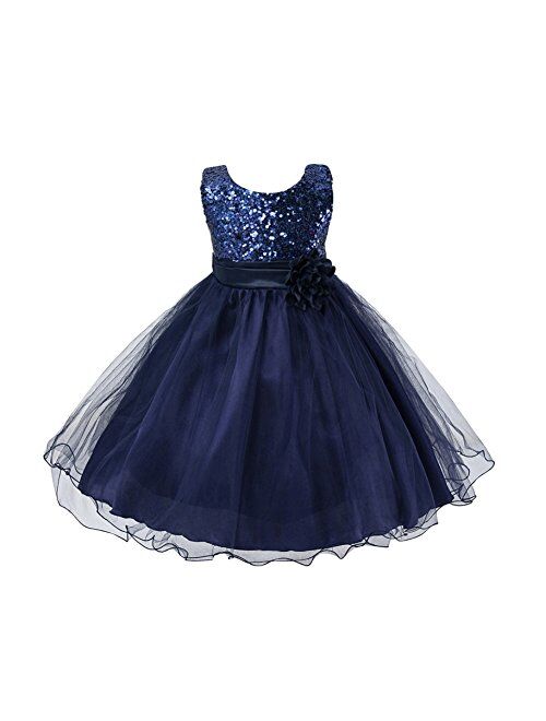 Weixinbuy Kids Girls Sequin Bowknot Sleeveless Summer Wedding Party Dress 0-10 Years