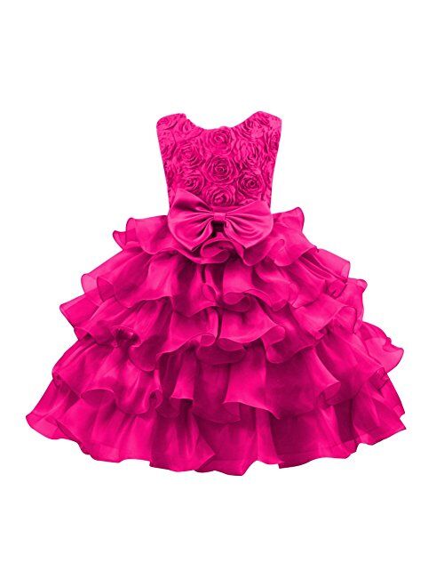 Weixinbuy Kids Girls Sequin Bowknot Sleeveless Summer Wedding Party Dress 0-10 Years