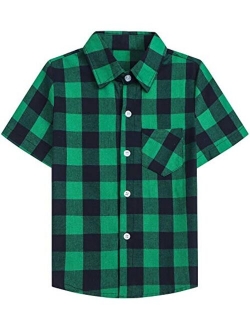 SANGTREE Boys Girls & Adult Short Sleeve Plaid Shirt, 2 Years - 2XL