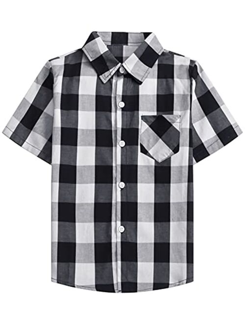 SANGTREE Boys Girls & Adult Short Sleeve Plaid Shirt, 2 Years - 2XL