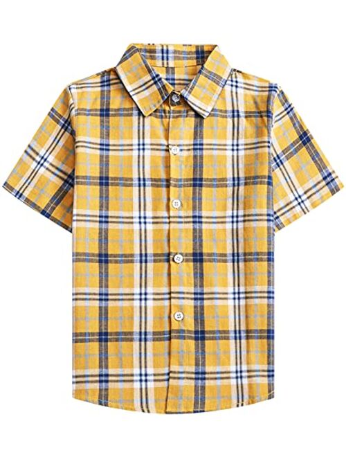 SANGTREE Boys Girls & Adult Short Sleeve Plaid Shirt, 2 Years - 2XL