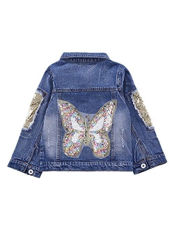 Star Flower Little Big Girls Denim Jackets Coats Outwear