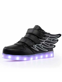 QTMS Boys Girls Breathable LED Light Up Shoes Flashing Colorful Sneakers for Kids