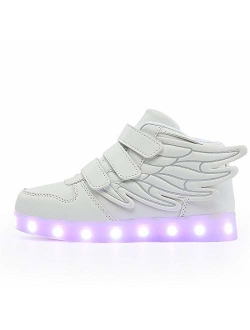 QTMS Boys Girls Breathable LED Light Up Shoes Flashing Colorful Sneakers for Kids