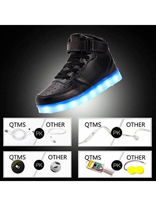 QTMS Boys Girls Breathable LED Light Up Shoes Flashing Colorful Sneakers for Kids