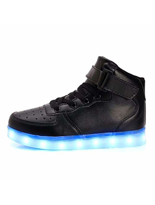 QTMS Boys Girls Breathable LED Light Up Shoes Flashing Colorful Sneakers for Kids