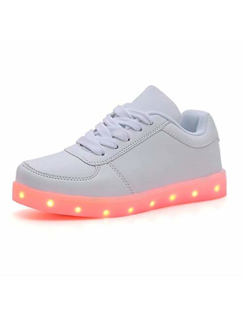 QTMS Boys Girls Breathable LED Light Up Shoes Flashing Colorful Sneakers for Kids