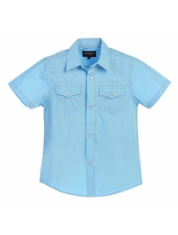 Boys Solid Short Sleeve Western Shirt