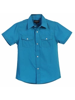 Boys Solid Short Sleeve Western Shirt