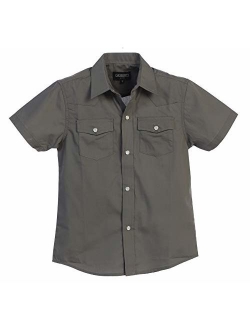 Boys Solid Short Sleeve Western Shirt