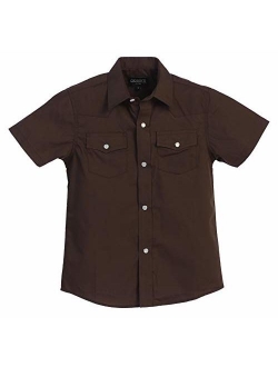 Boys Solid Short Sleeve Western Shirt