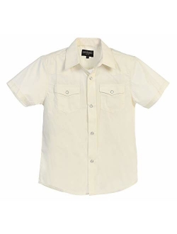 Boys Solid Short Sleeve Western Shirt