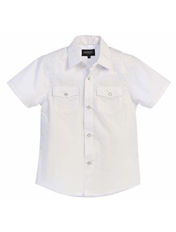 Boys Solid Short Sleeve Western Shirt