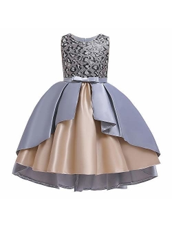 AIMJCHLD 2-9 Years Flower Girls Dress Wedding Bridesmaid Formal Midi Dresses