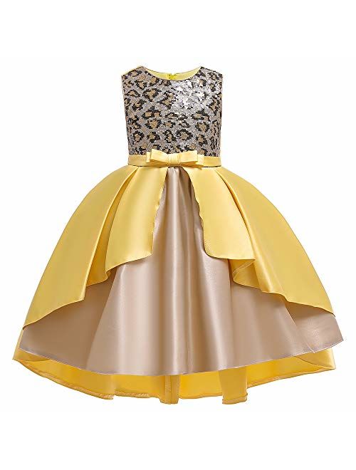 AIMJCHLD 2-9 Years Flower Girls Dress Wedding Bridesmaid Formal Midi Dresses