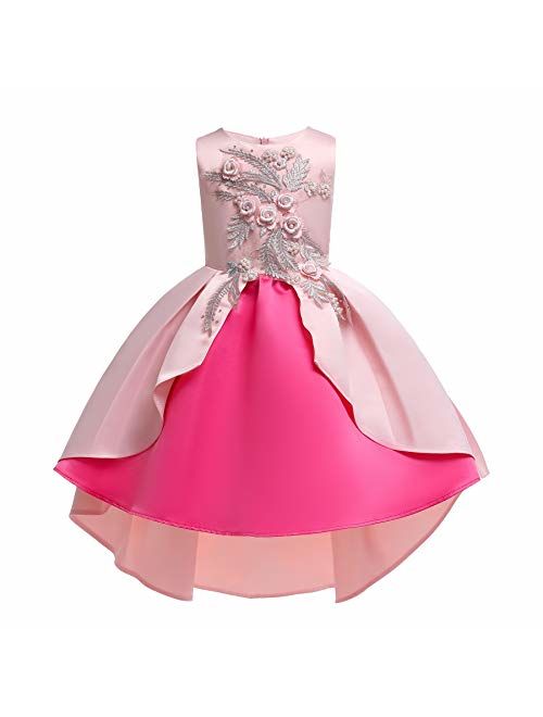 AIMJCHLD 2-9 Years Flower Girls Dress Wedding Bridesmaid Formal Midi Dresses