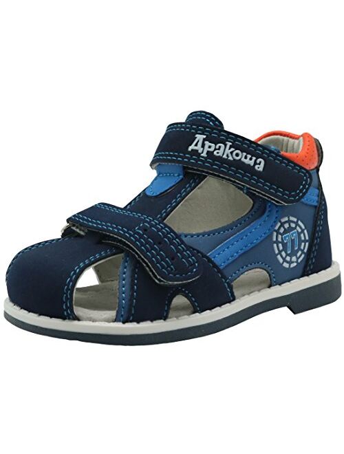 Apakowa Boy's and Girl's Double Adjustable Strap Closed-Toe Sandals