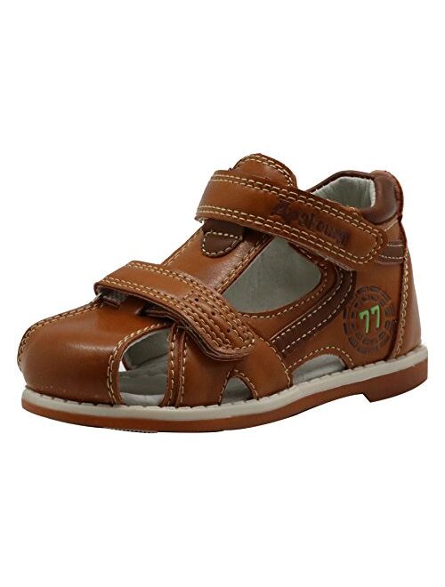 Apakowa Boy's and Girl's Double Adjustable Strap Closed-Toe Sandals