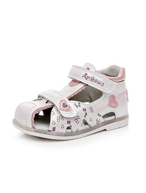 Apakowa Boy's and Girl's Double Adjustable Strap Closed-Toe Sandals