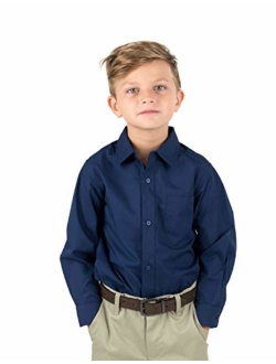 Kids & Toddler Boys Long Sleeve Uniform Cotton Dress Shirt Variety of Colors (Size 2-14 Years)