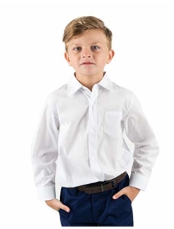 Kids & Toddler Boys Long Sleeve Uniform Cotton Dress Shirt Variety of Colors (Size 2-14 Years)