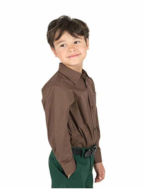 Leveret Kids & Toddler Boys Long Sleeve Uniform Cotton Dress Shirt Variety of Colors (Size 2-14 Years)