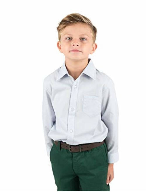 Leveret Kids & Toddler Boys Long Sleeve Uniform Cotton Dress Shirt Variety of Colors (Size 2-14 Years)