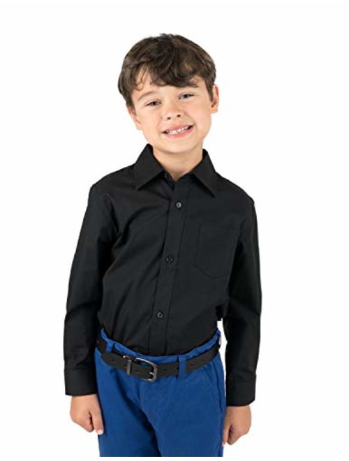 Leveret Kids & Toddler Boys Long Sleeve Uniform Cotton Dress Shirt Variety of Colors (Size 2-14 Years)