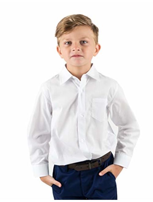 Leveret Kids & Toddler Boys Long Sleeve Uniform Cotton Dress Shirt Variety of Colors (Size 2-14 Years)