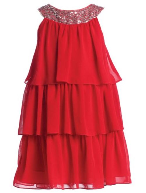 Sweet Kids Girls Triple Tiered Chiffon Dress